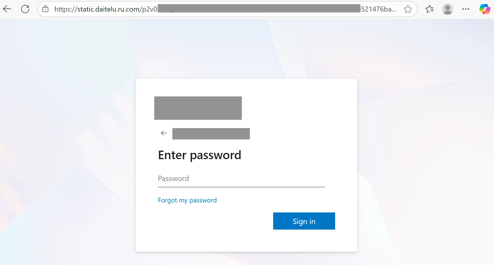 Gefälschte Microsoft-Anmeldeseite zum Diebstahl von Anmeldedaten